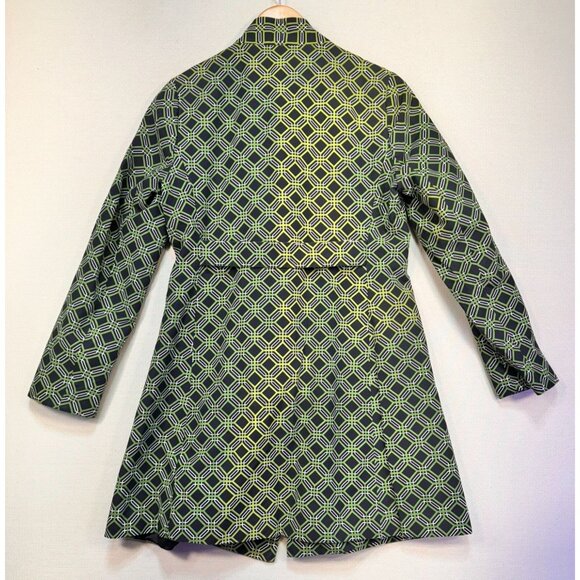 Banana Republic Womens Geometric Pattern Coat Small Green Black - Picture 10 of 13